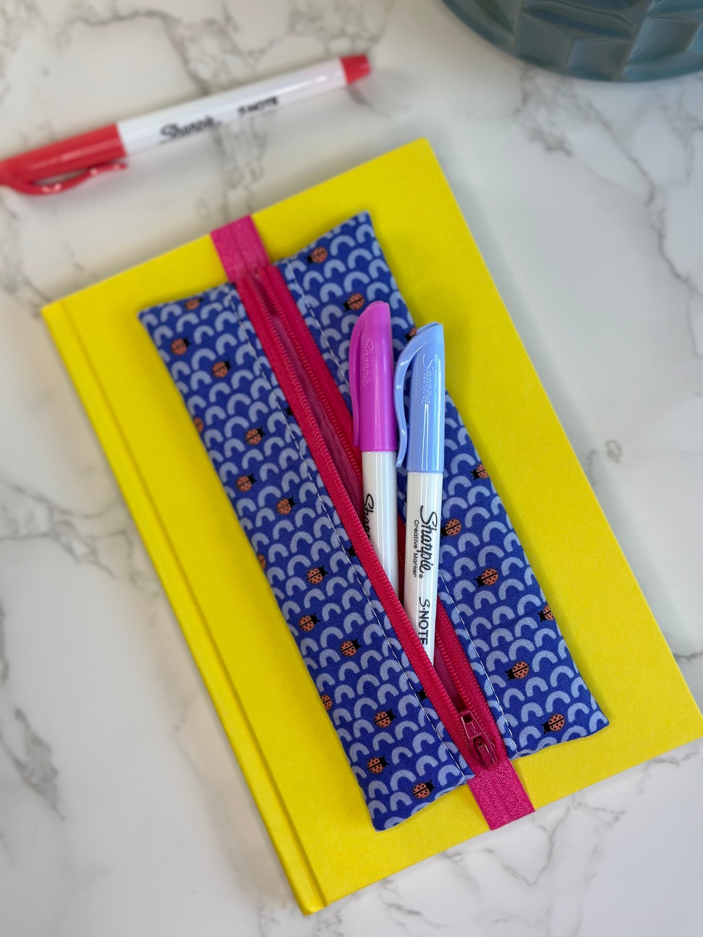 elastic zipper pouch - ladybugs