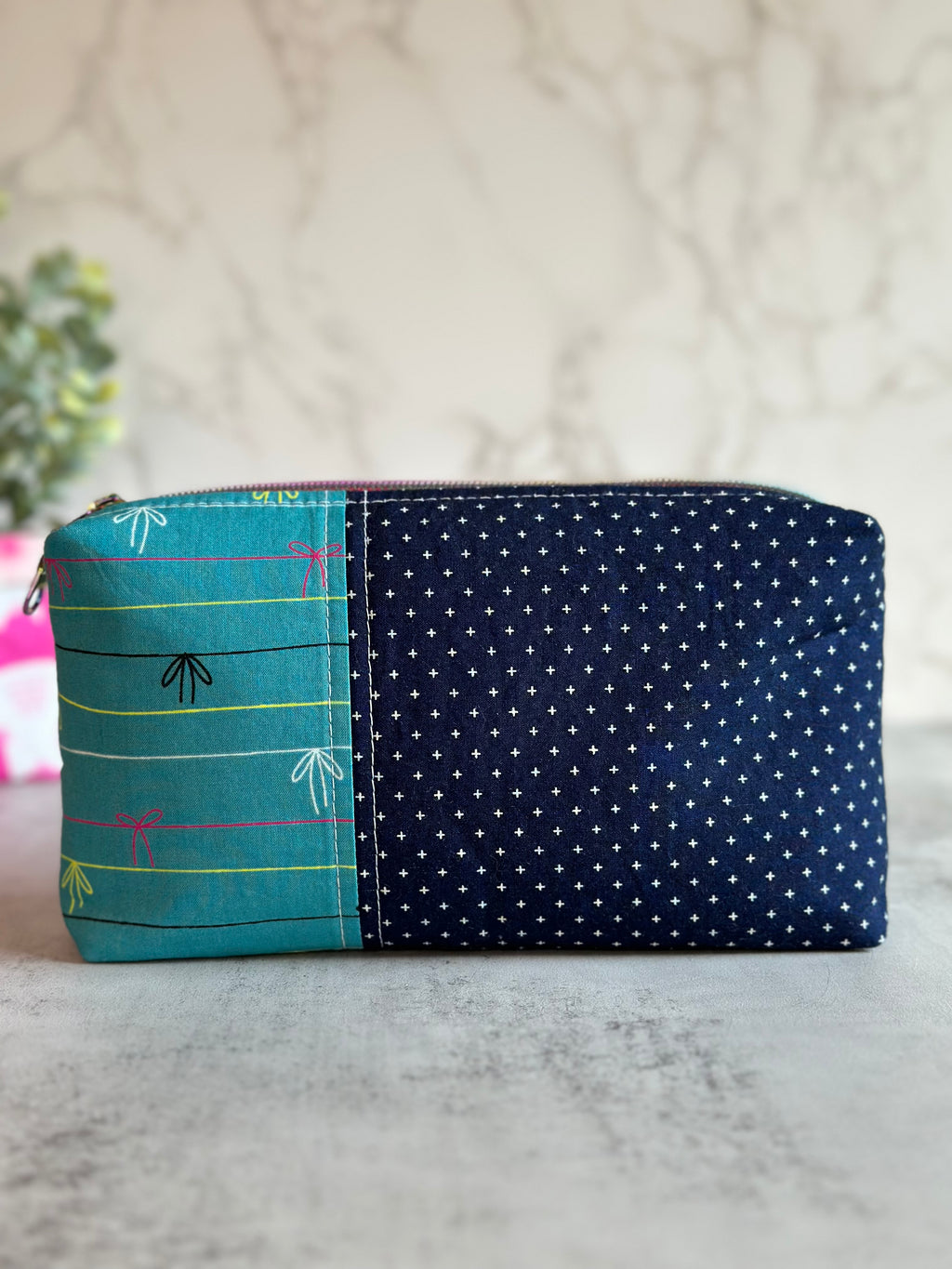 Boxy Pouch - Ribbons in Teal