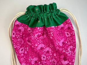 strawberry bag - pink flowers