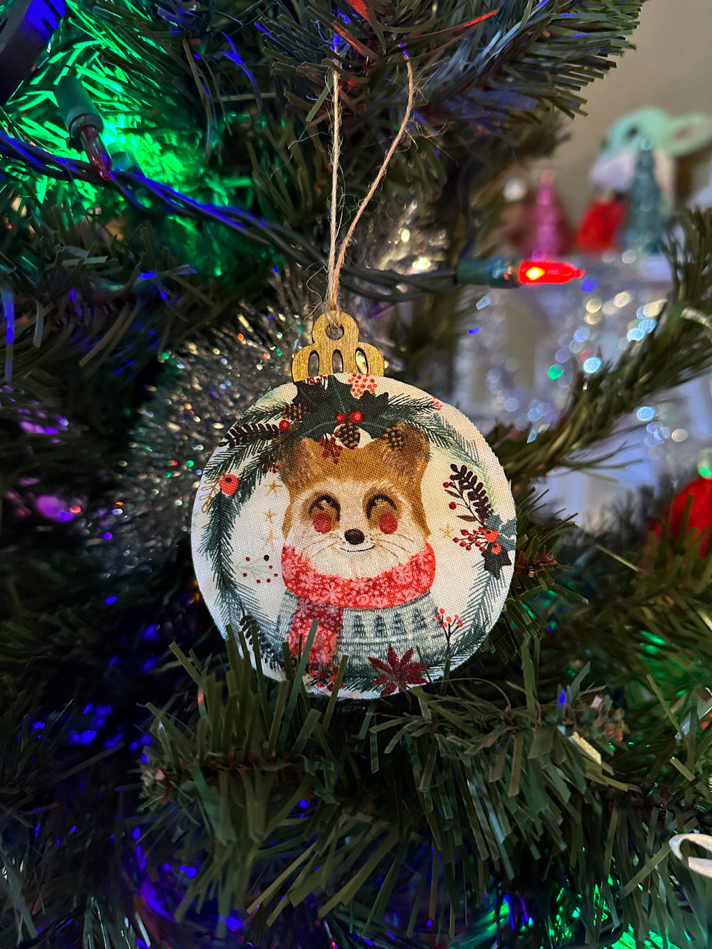 fabric ornament - winter fox
