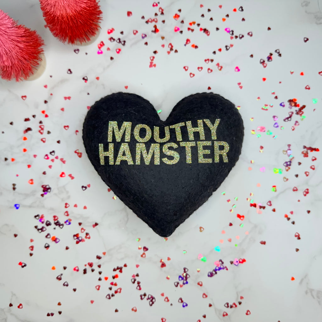 mouthy hamster - felt candy heart