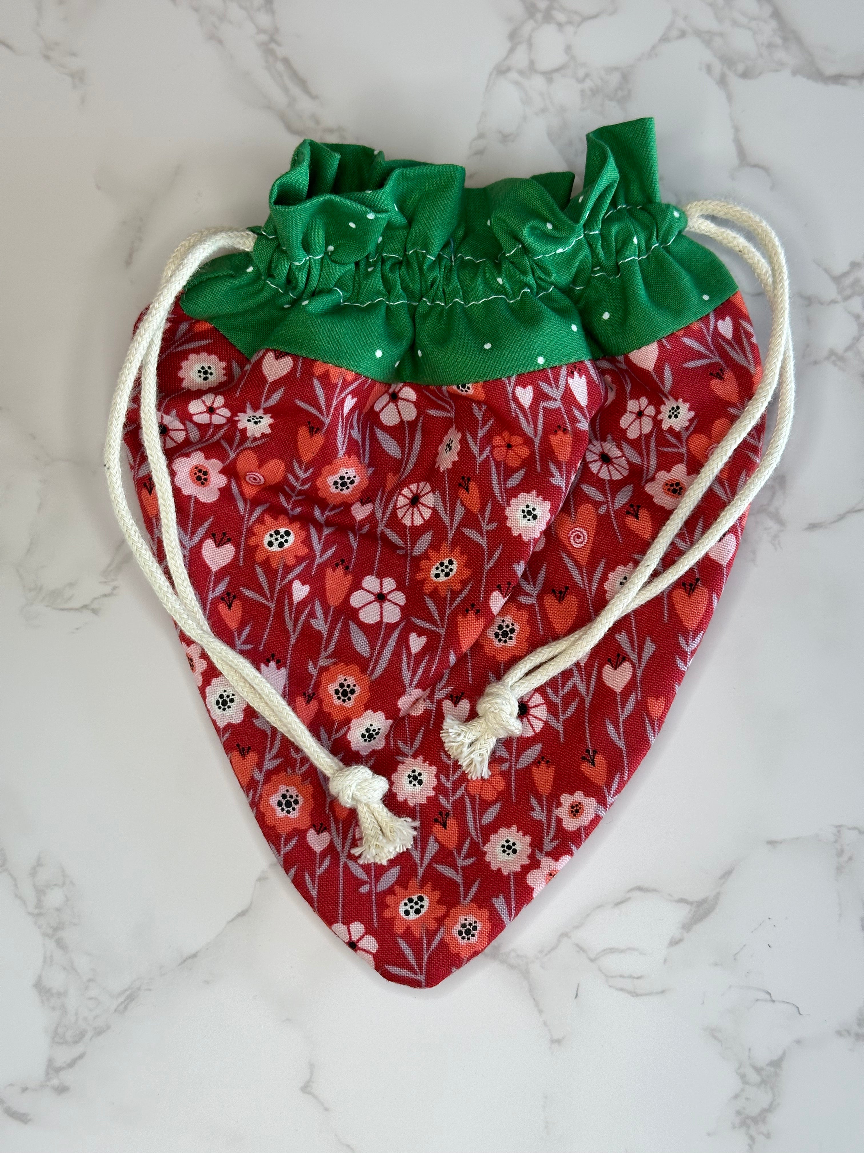 strawberry bag - flowers and hearts