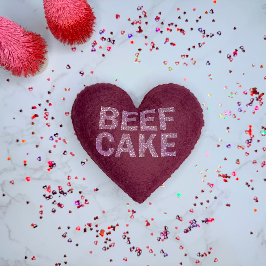 beefcake - felt candy heart