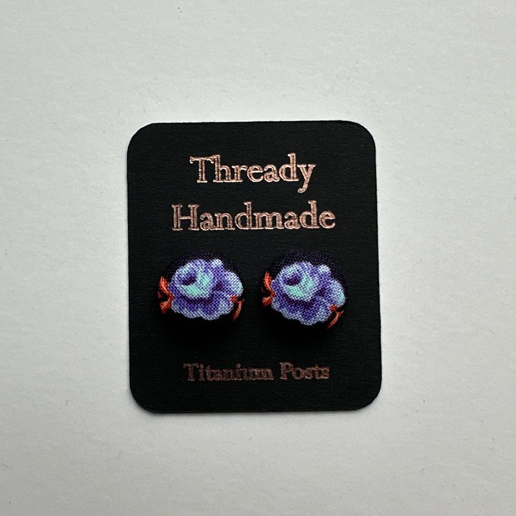 Earrings - Purple Roses