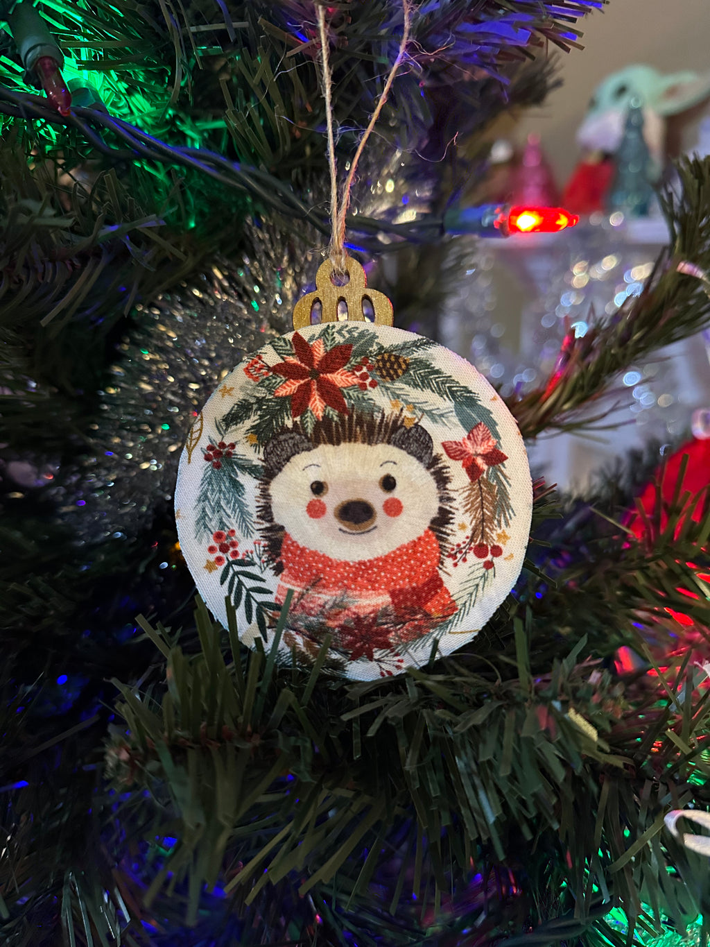 fabric ornament - winter hedgehog