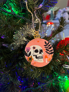 fabric ornament - skull and mushrooms