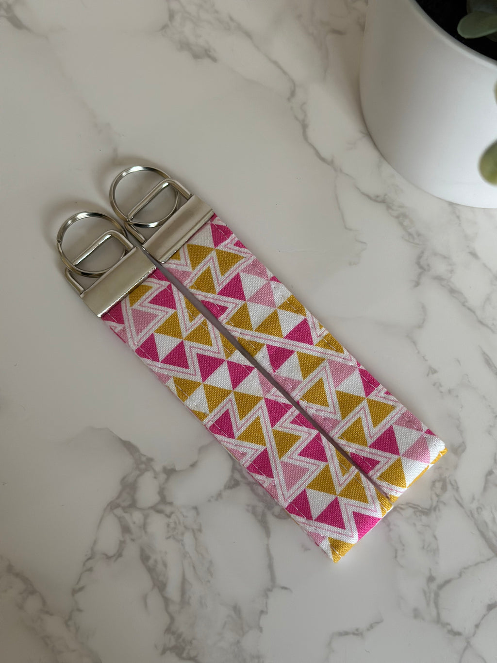 Key Fob - Pink and Yellow Triangles