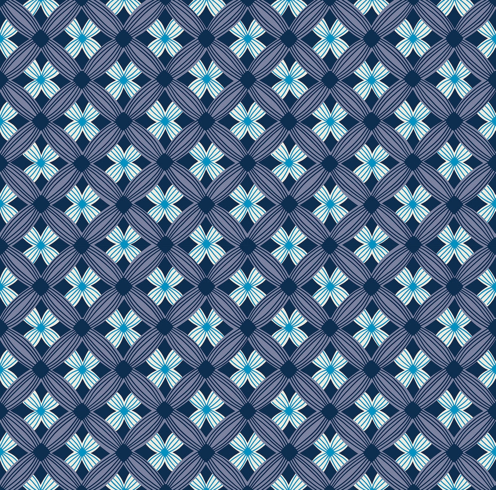 4 set of fabric napkins - geometric in navy
