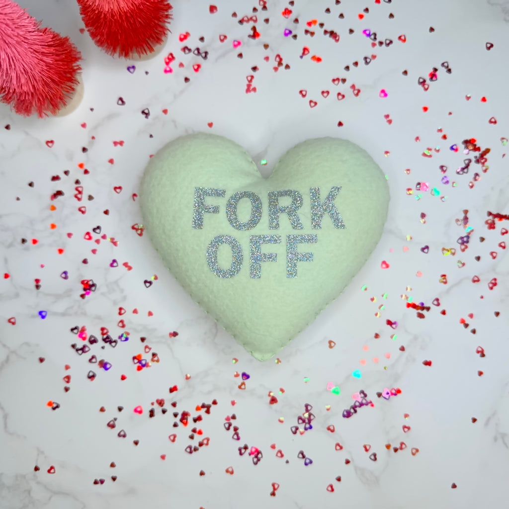 fork off - felt candy heart