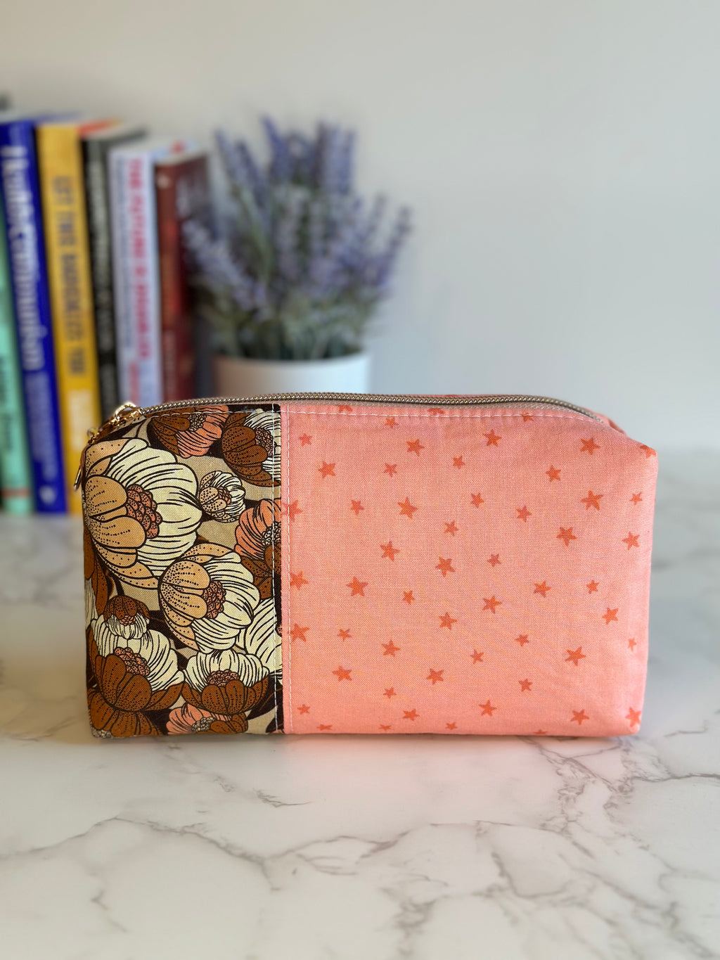 Boxy Pouch - Brown and Pink florals