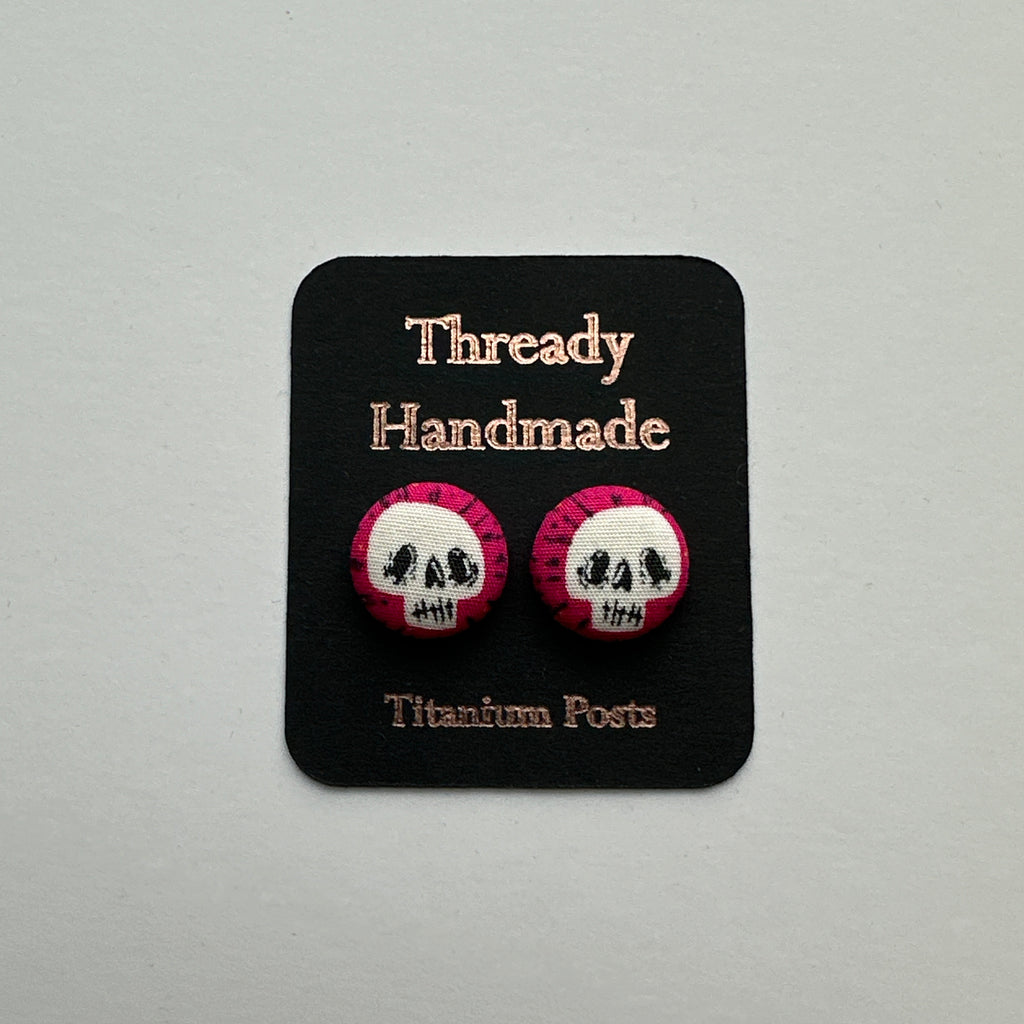 Earrings - Skulls on Pink