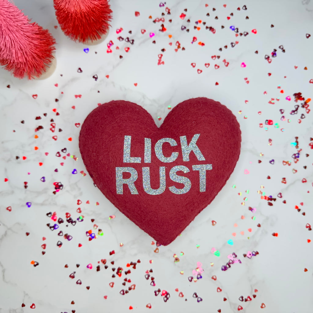 lick rust - felt candy heart