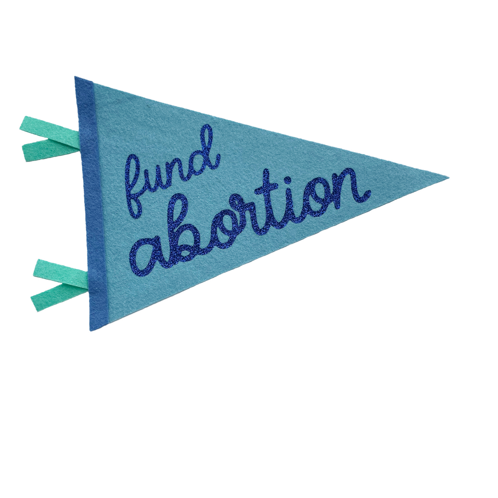 fund abortion pennant - blue glitter