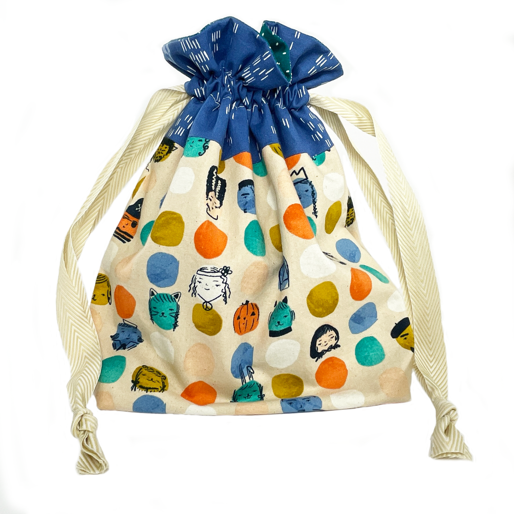 Lined Drawstring Bag - Lil' Monsters Dress Up Peach