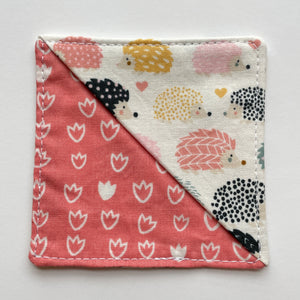 fabric corner bookmark - hedgehogs