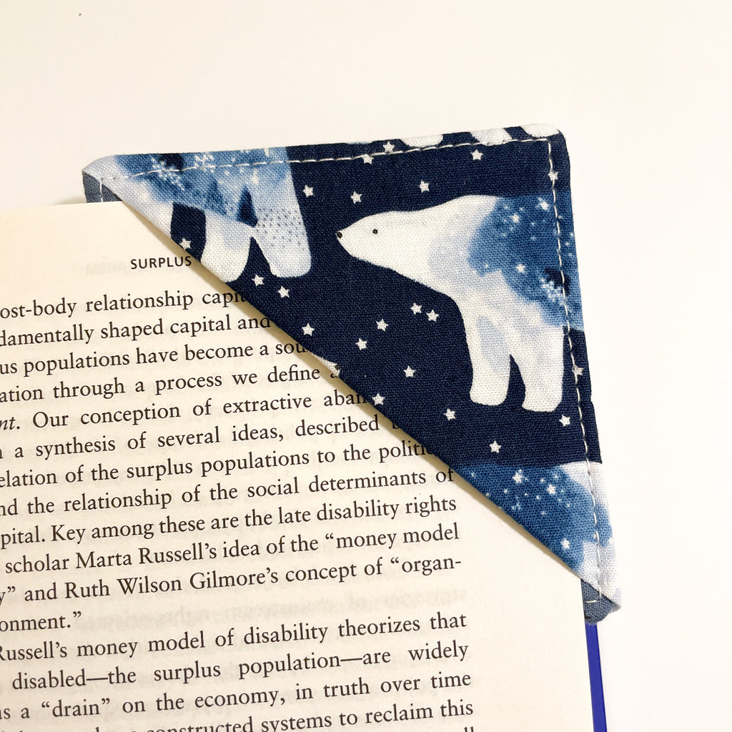fabric corner bookmark - polar bear
