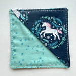 fabric corner bookmark - winter unicorn