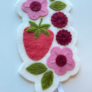 strawberry and flowers felt elastic bookmark / planner band