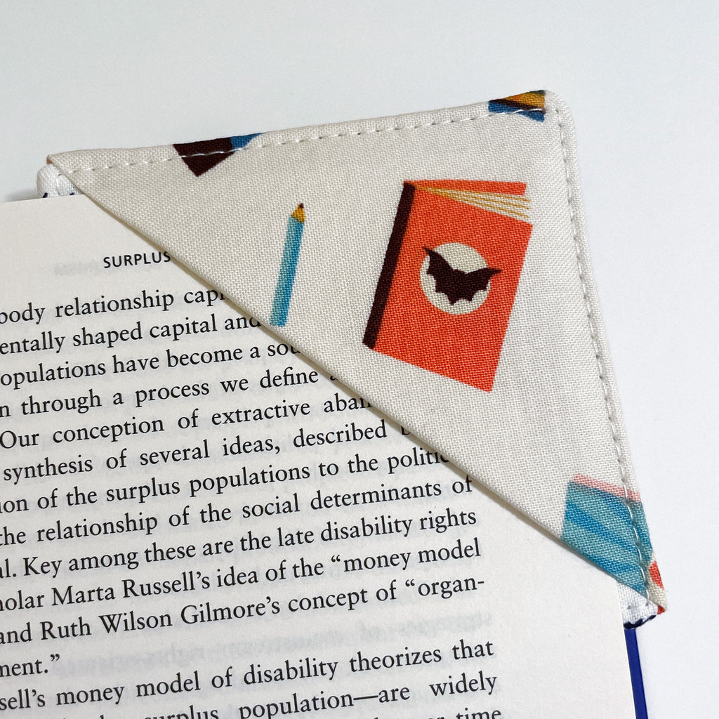 fabric corner bookmark - bat! book