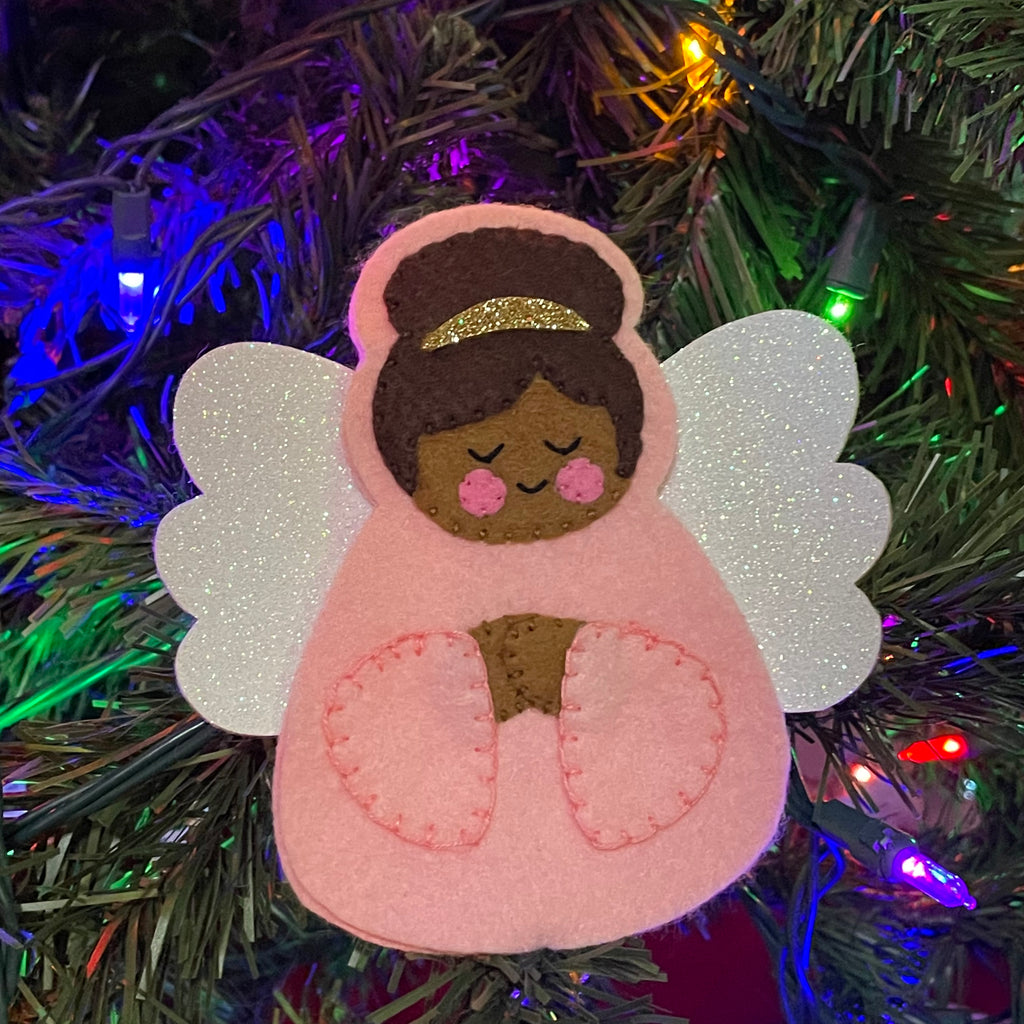 felt angel ornament - pink