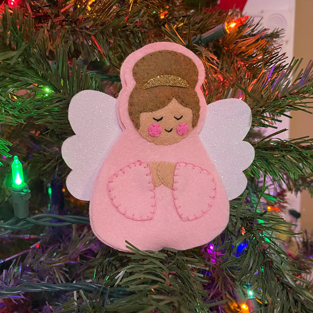 felt angel ornament - peony