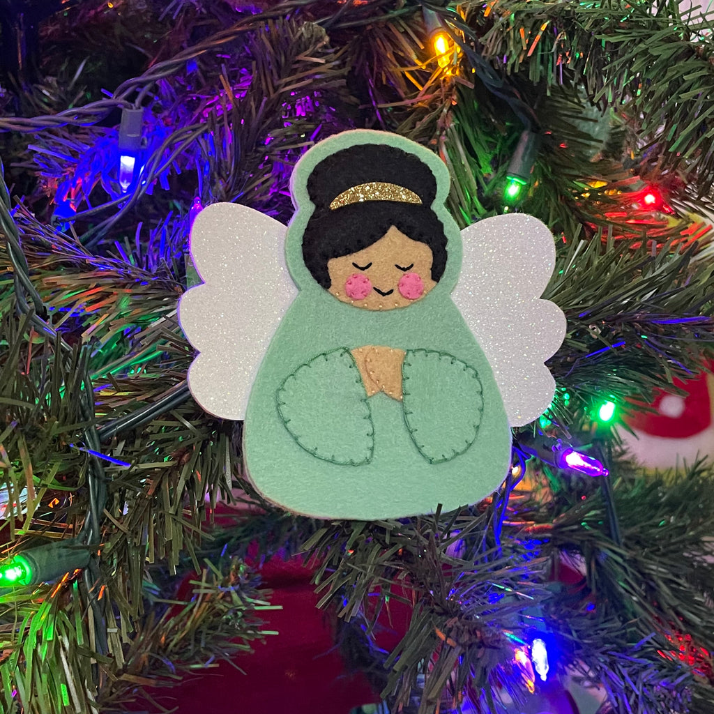 felt angel ornament - jadeite