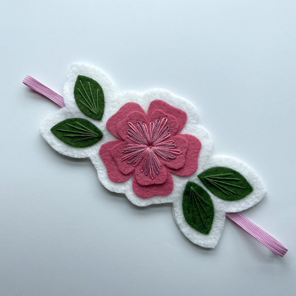 embroidered flower felt elastic bookmark / planner band