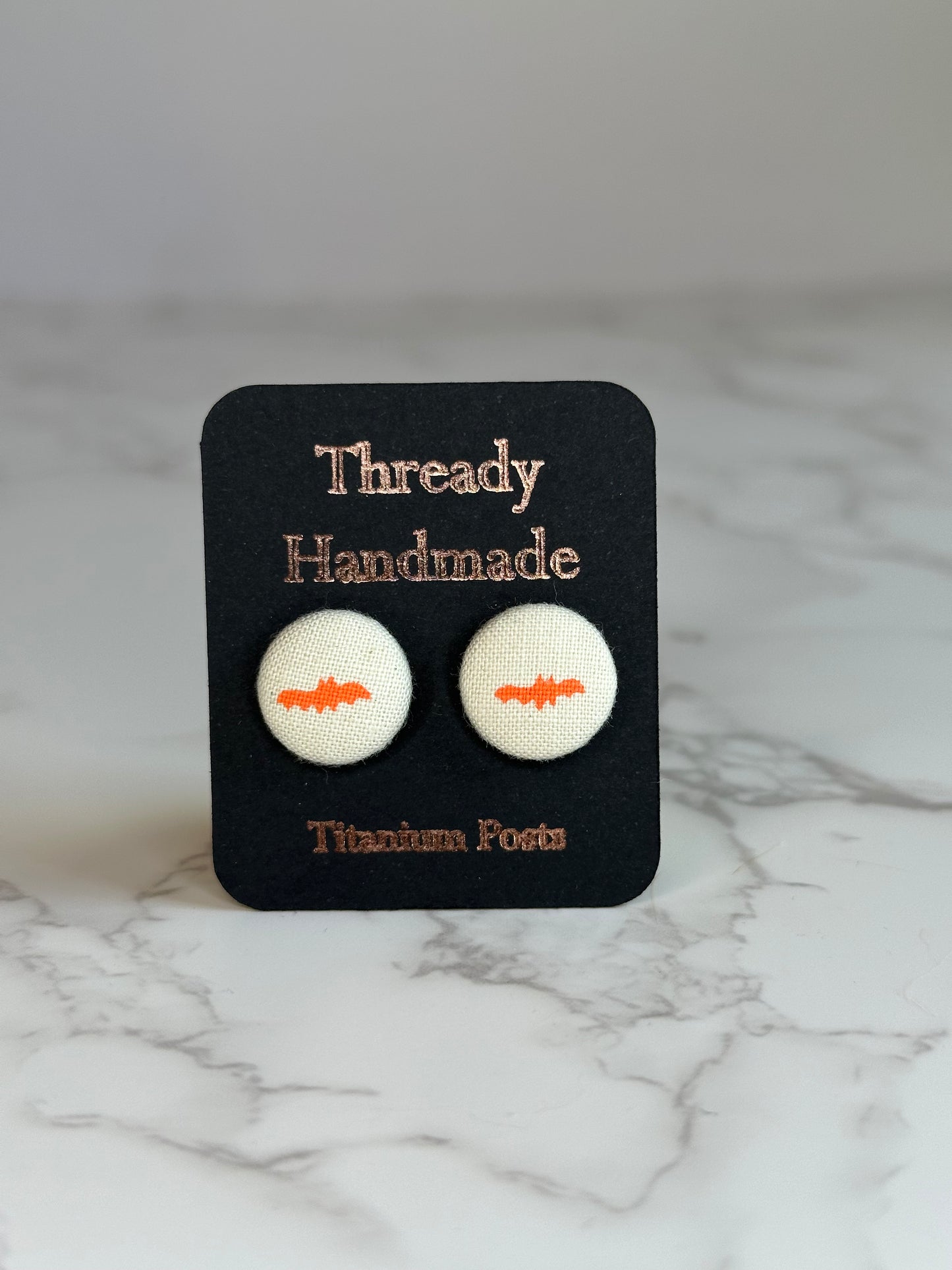 fabric button earrings - tiny bats