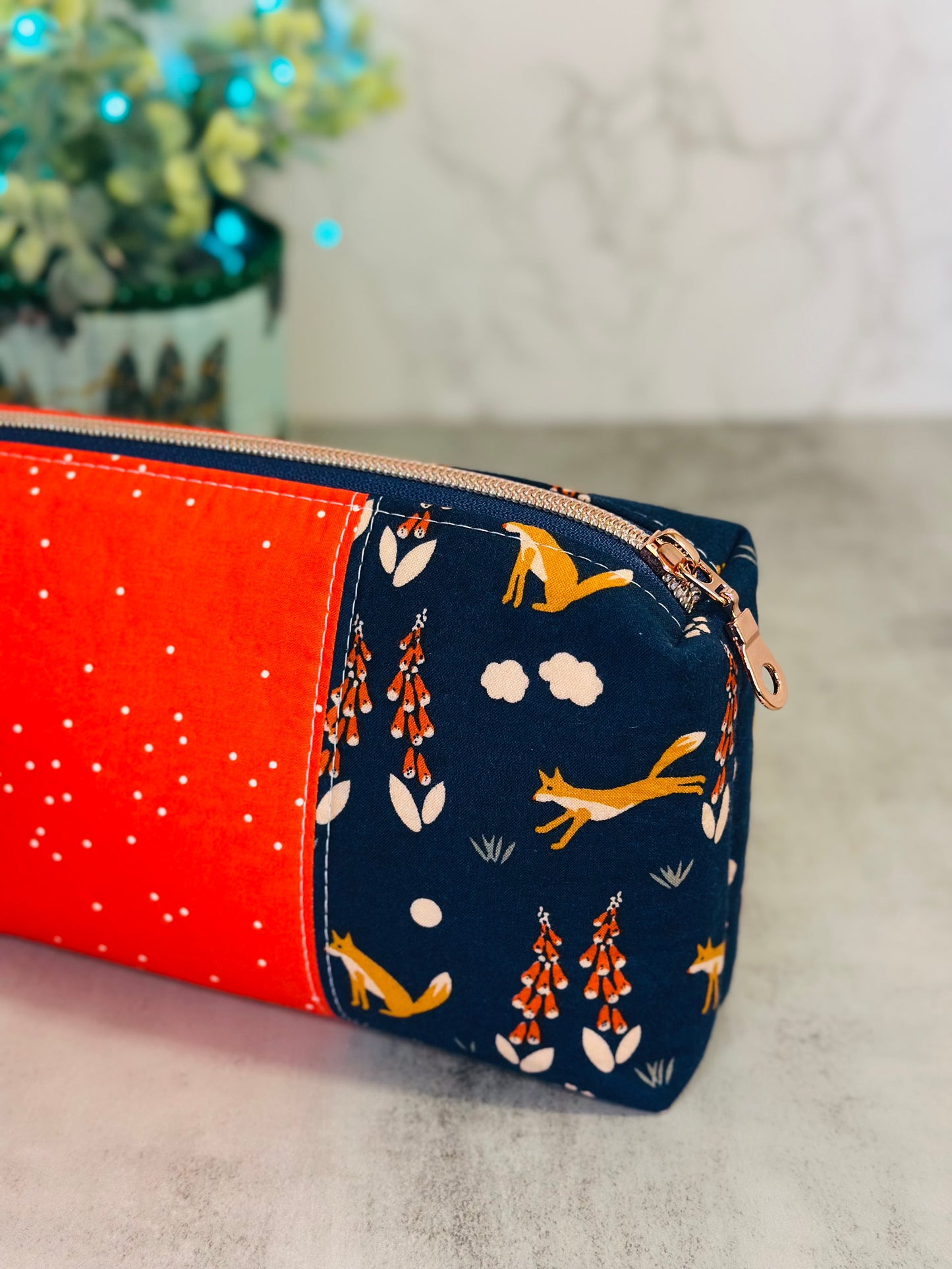 Boxy Pouch - Foxes & Foxgloves