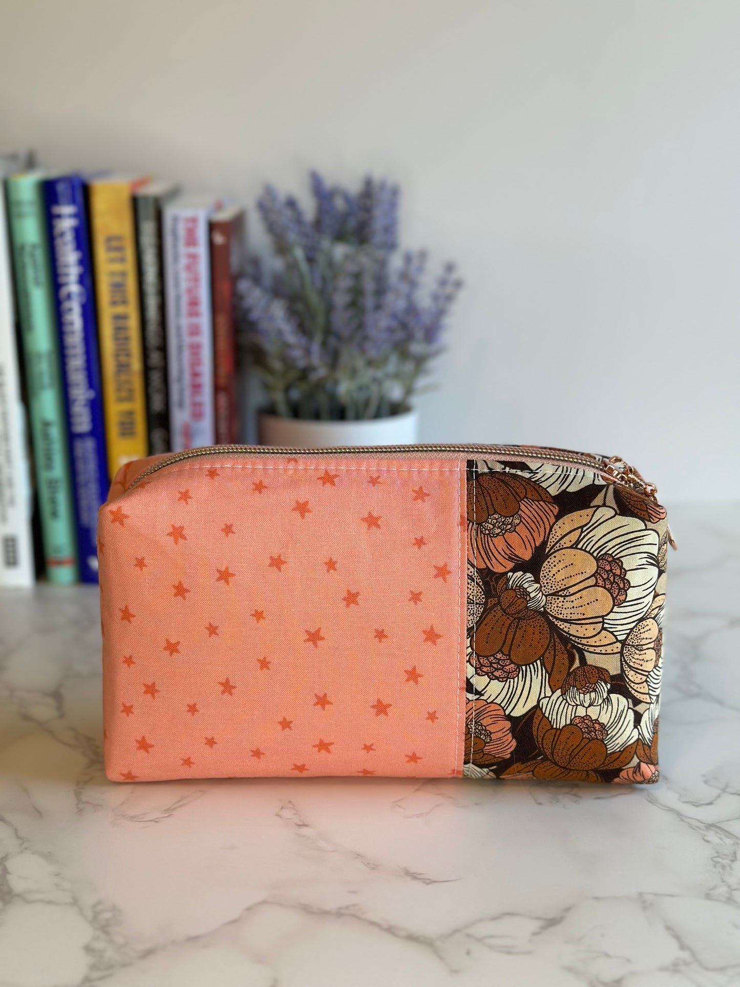 Boxy Pouch - Brown and Pink florals