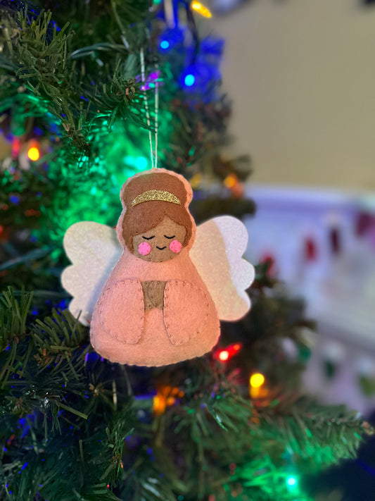 felt angel ornament - blush