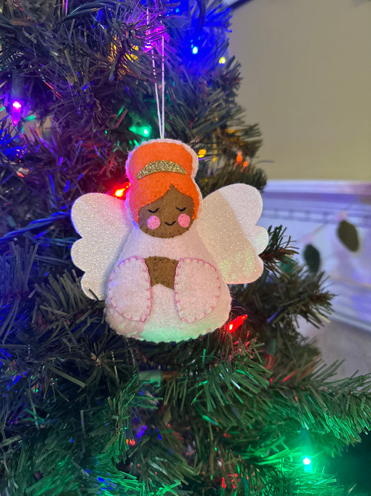 felt angel ornament - abalone