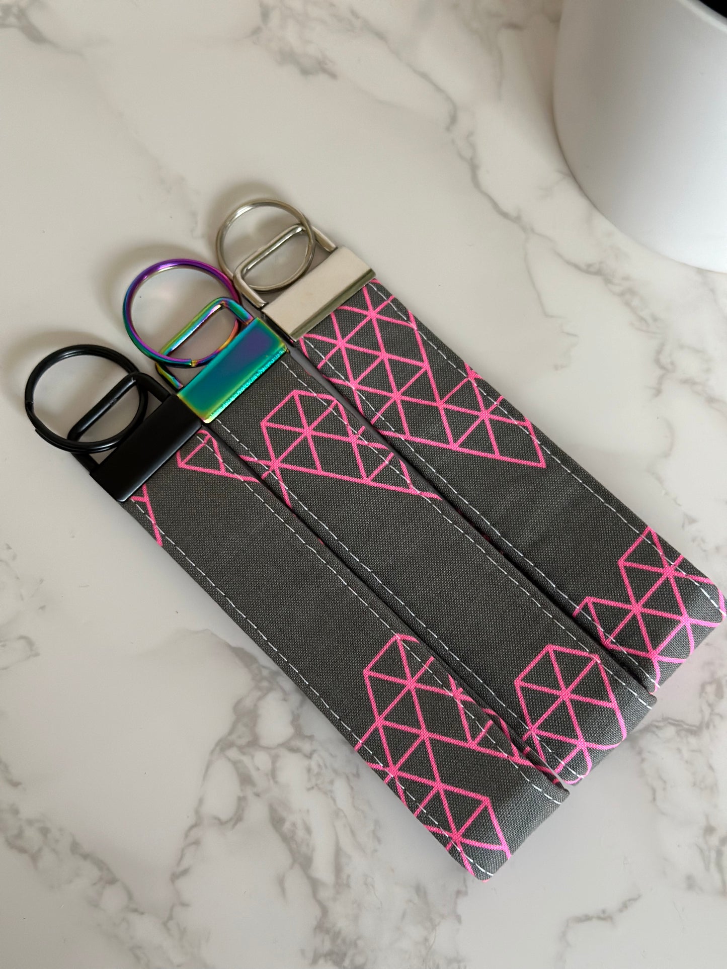 Key Fob - Pink Geometric