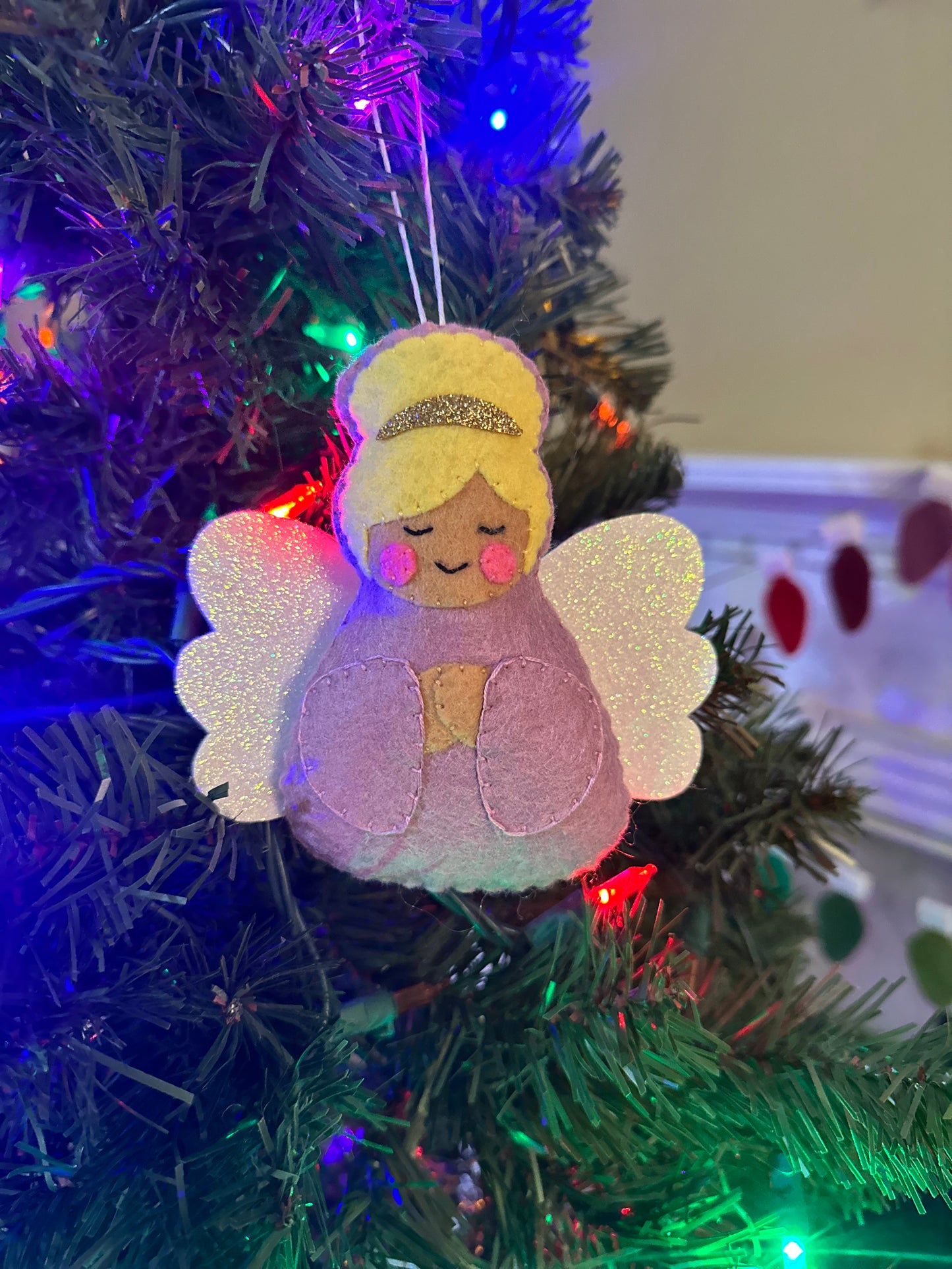 felt angel ornament - lilac