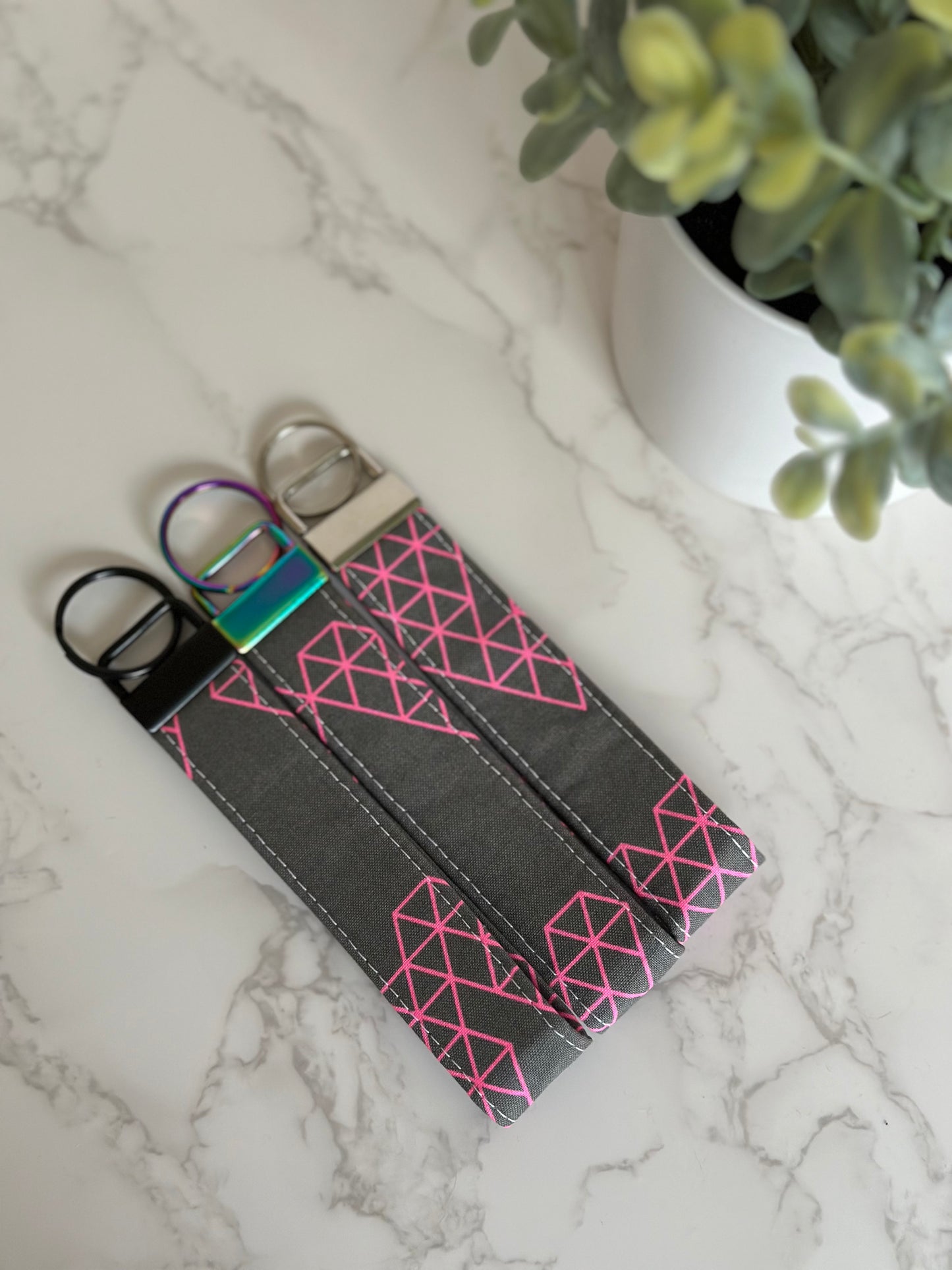 Key Fob - Pink Geometric