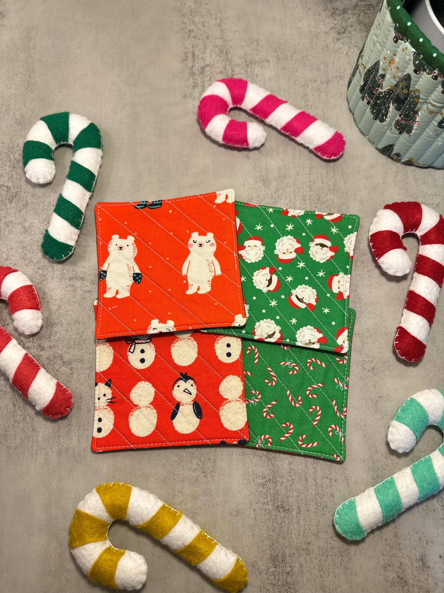 Christmas Coasters - Green & Red