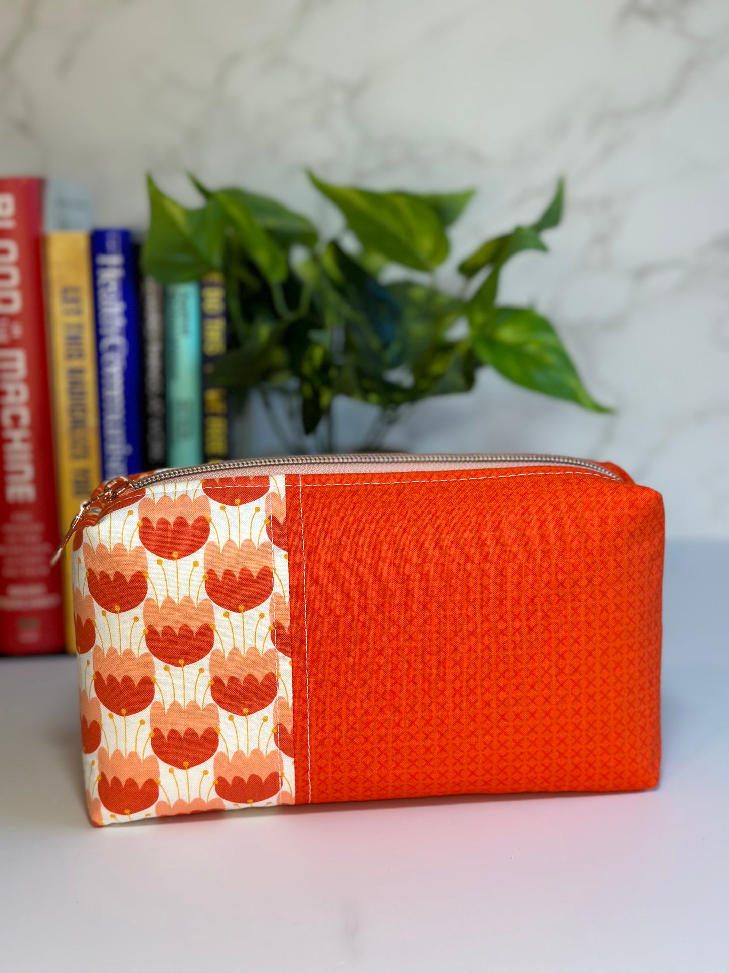 Boxy Pouch - Orange Tulips