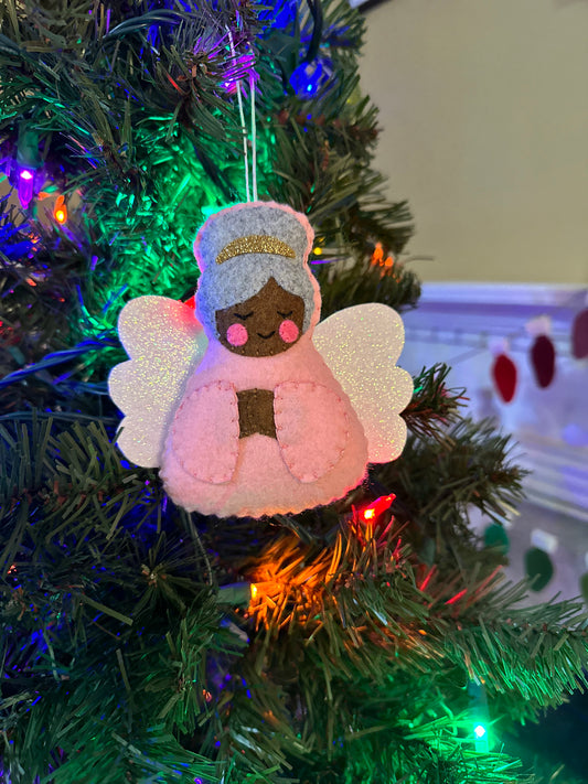 felt angel ornament - pink