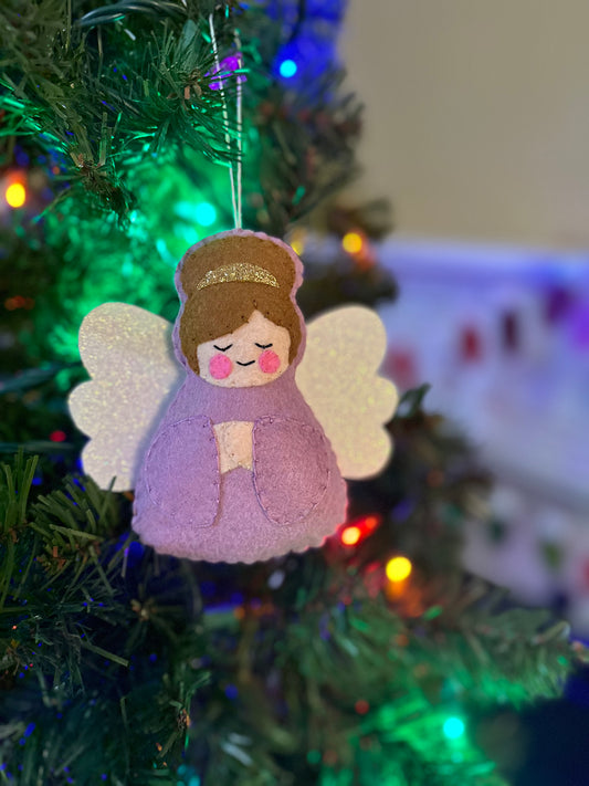 felt angel ornament - lilac