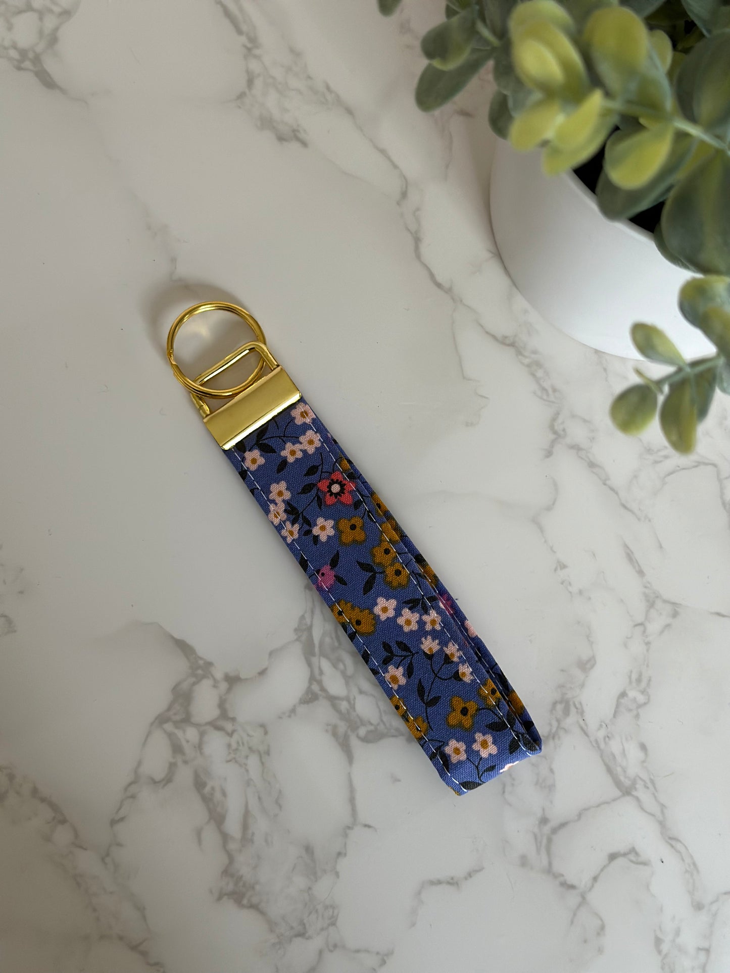 Key Fob - Blue Floral