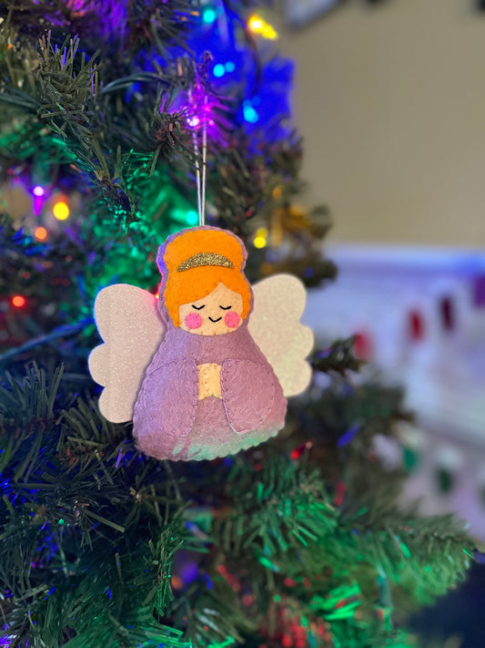 felt angel ornament - lilac