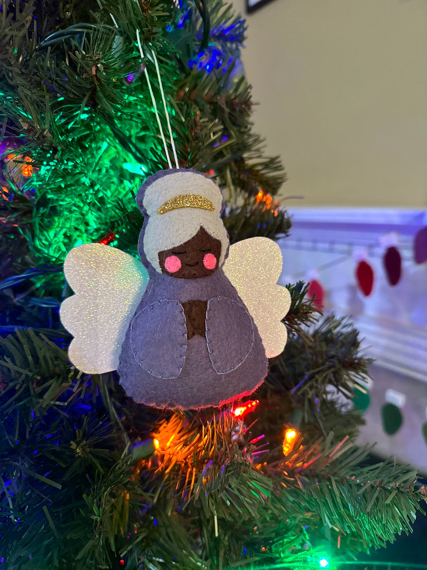 felt angel ornament - violet