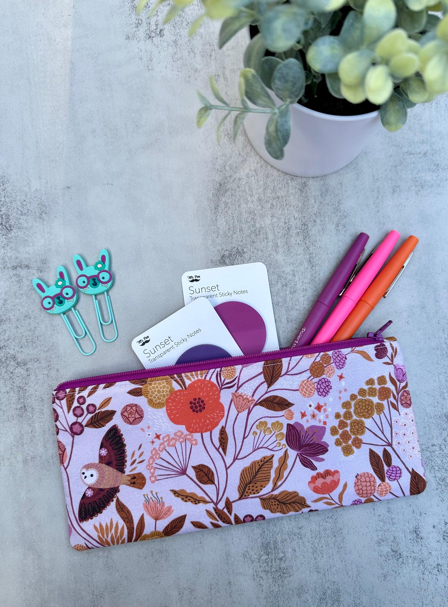 Flowers & Owl - Pencil Pouch