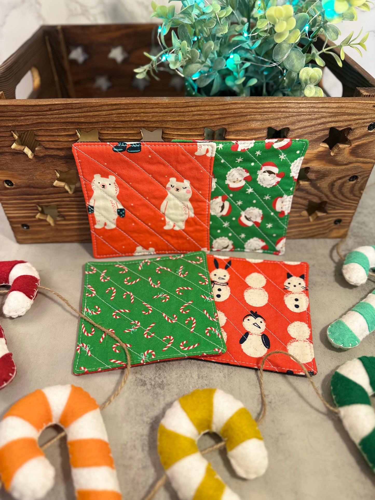 Christmas Coasters - Green & Red