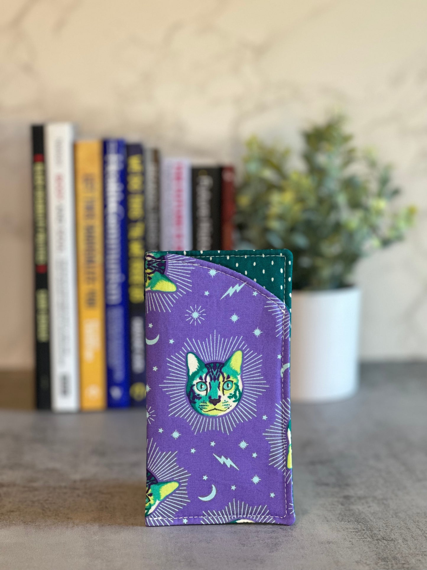 eyeglass case - purple cat