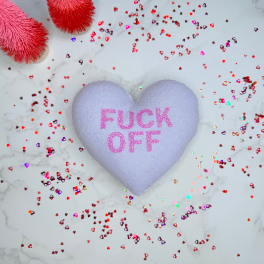 fuck off - felt candy heart