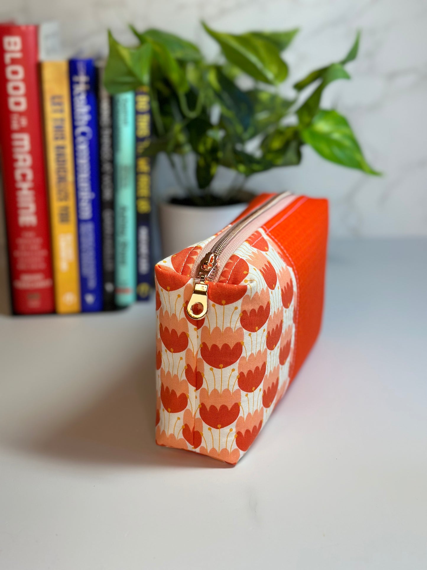 Boxy Pouch - Orange Tulips