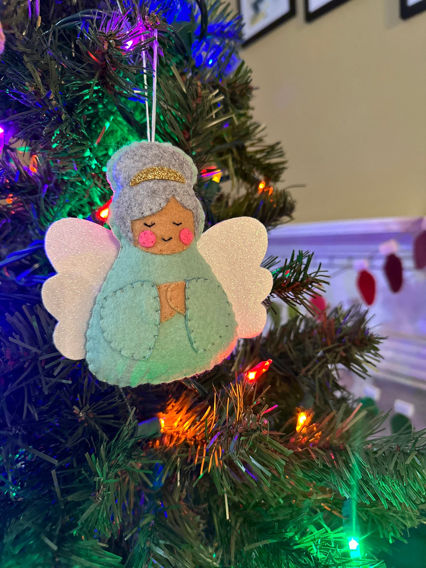 felt angel ornament - jadeite