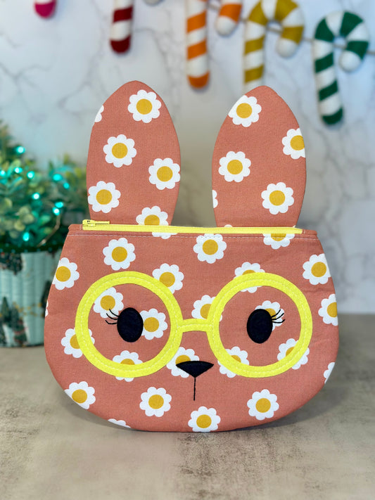 bunny zipper pouch - daisies