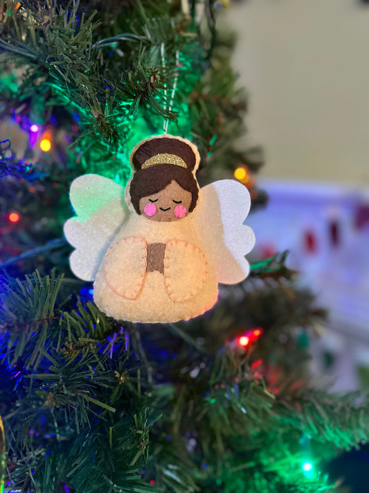 felt angel ornament - peach